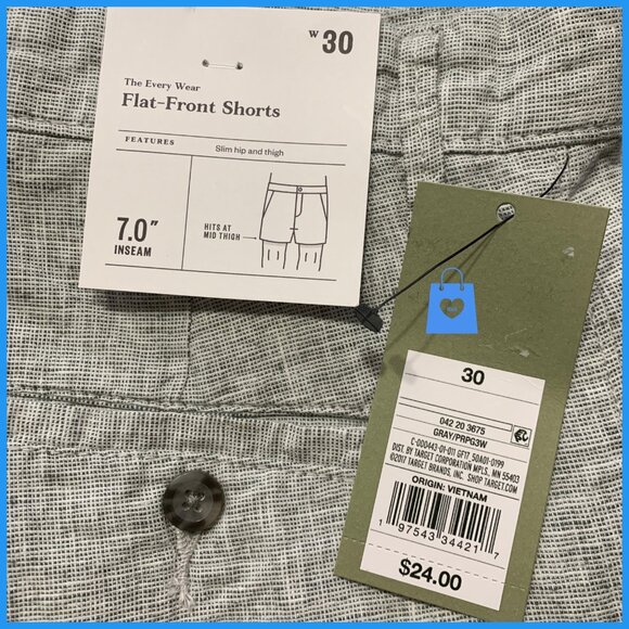 Size 30 - Mens Every Wear 7in Flat Front Chino Shorts - Goodfellow Co - Gray - Picture 3 of 5